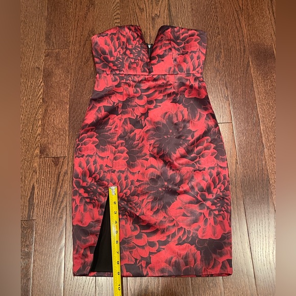 Revolve NBD Cocktail Dress Size Small Black Red Floral Strapless Mini Dress chic - Picture 4 of 12